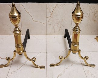 Pair Of Fine Brass Fireplace Andirons