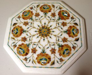 Octagonal Trivet With Ornate Semi-precious Inlay