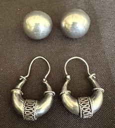 Sterling Silver 2 Pair Of Earrings.