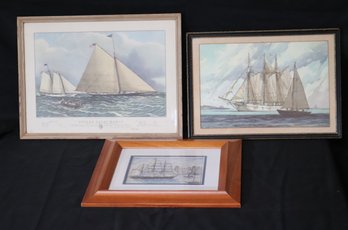 Nautical Sail Ship Prints Includes Thordou Grant And Cutter Yacht Maria Reprinted From Lithography