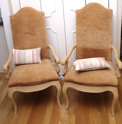 Pair Of Century Chair Company Country French Style Arm Chairs With Nail Head Accents