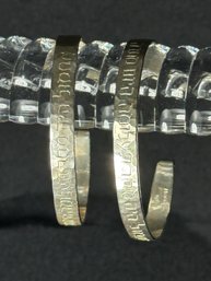STERLING SILVER PAIR OF MATCHING OPEN BRACELETS - HEBREW INSCRIPTION