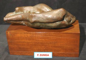 Amantes # 2 Francisco Zuniga Modern Bronze Sculpture On Wood Base With Provenance