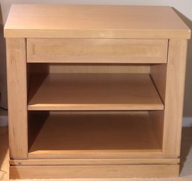 Light Wood Nightstand With Drawer And 2 Shelves