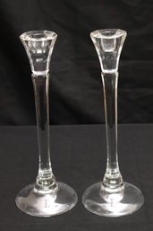 Tall Glass/ Crystal Candlesticks With JP Hallmark