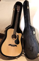 Alvarez Acoustic Guitar With Metal Strings In Beautiful Black Leather Case.
