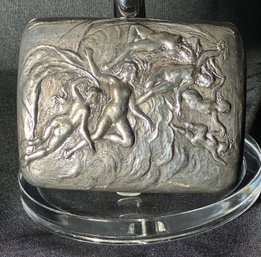 Sterling Silver Ornate Antique Cigarette Case With Dancing Nymphs By Gorham