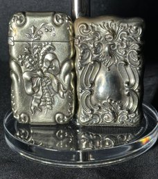 Sterling Silver Pair Of Highly Detailed Antique Matchboxes