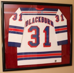 Signed Framed Rangers Dan Blackburn # 31 CCM NHL Jersey With Steiner COA