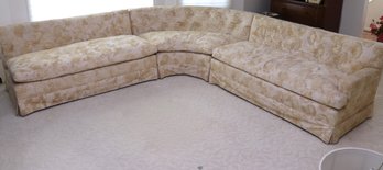 Custom-made Three-piece Sectional With Vintage Fortuny Style Canvas/linen Fabric.