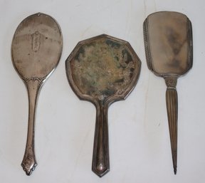3 Vintage Sterling Silver Hand Mirrors