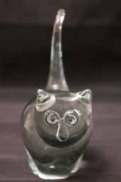 Vintage Signed Steuben Crystal Cat 1975.