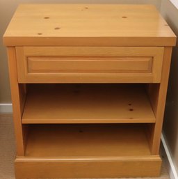 83. Light Pine Wood Nightstand With Drawer And 2 Shelves