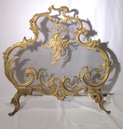 Ornate French Style Brass Fireplace Screen