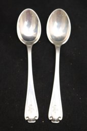 STERLING SILVER TIFFANY AND CO PAIR OF MONOGRAMMED DEMITASSE SPOONS