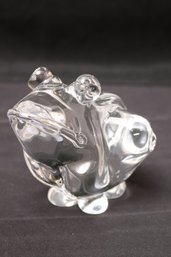 Large Vintage Steuben Crystal Toad, Signed, Measuring 4 Inches Tall