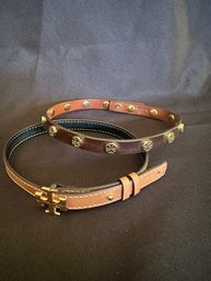 2 Tory Burch Leather Choker Necklaces