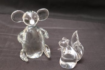 Vintage Signed Steuben Crystal Koala Bear And Squirrel.