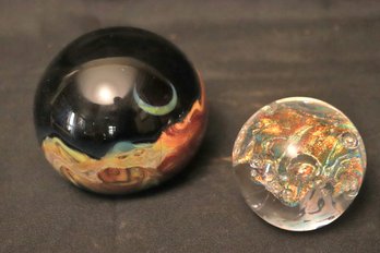 Signed Vintage Art Glass Paperweights Include Stuart 1994