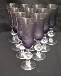 Set Of 10 Purple Blown Champagne Glasses