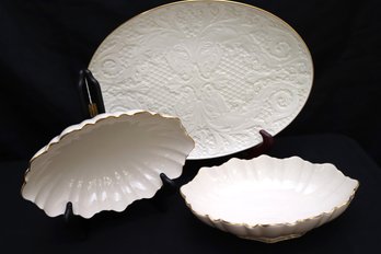 Lenox Collection Includes A Large Lenox Platter And A Pair Of Scalloped Pedestal Bowls