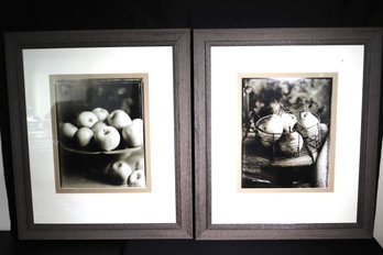 Pair Of Photo Art Fruit Still Life Prints In A Quality Matted Wood Frame