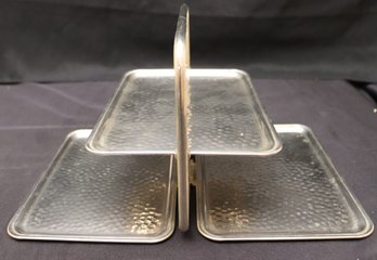 Art Deco Leo Schlesinger Style Hammered Folding 2 Level Tray.