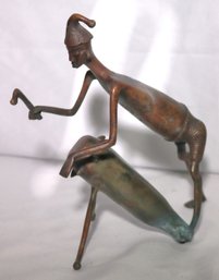 Unique Metal Folk Art Sculpture Of A Man Playing The Drum