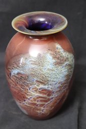 Hand Blown Glass Art Vase Signed By The Artist
