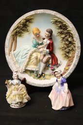 Vintage Royal Daulton Dinky Do Figurine And Dresden Plate