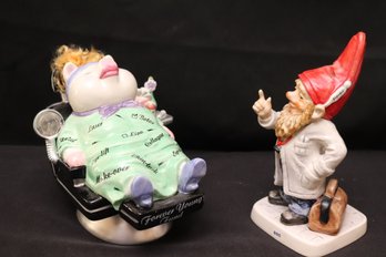 Mudpie Ceramic Figural Piggy Bank Forever Young Fund 6 X 5 Inches Goebel W Germany Doc Figurine