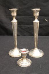 Pair Of Weighted Sterling Candlesticks