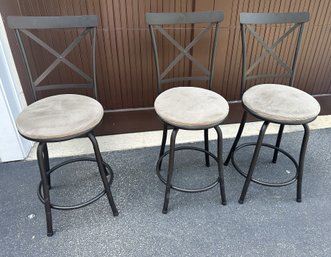 Three Swivel Back Bar Chairs/counter Stools.  23.5 Inch From Seat.