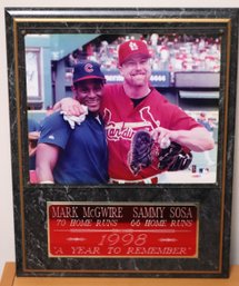 A Year To Remember Plaque With Photo Of Mark McGwire And Sammy Sosa 1998