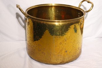 Large Hammered Brass Pot With Handles