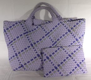 Lilac St. Barths Cross Woven Tote Handbag And Matching Purse By Naghedi