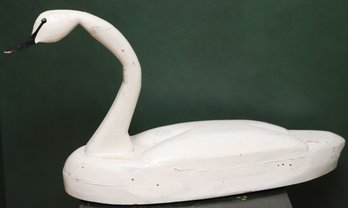 Large Life Size Antique Carved Wood Swan Decor 36-inch Long