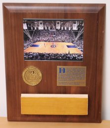 Cameron Indoor Stadium Floor Framed Wood Piece With Photo From 1997.