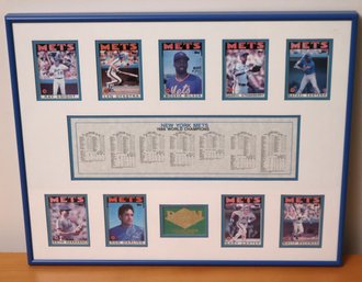 NY Mets 1986 World Series Champions Dream Team Framed Baseball Cards And Stats.