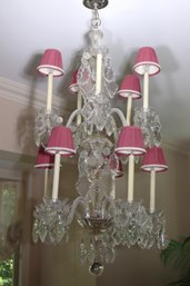 Long Stunning Ornate Vintage Glass And Crystal Chandelier