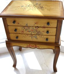 A French Provincial Style Hand Painted Chest/side Table, With 3 Drawers.