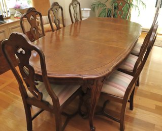 Vintage Brown Wood Tuscany Style Dining Table And Chairs