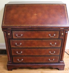 Vintage Georgian Style Leather Wrapped Secretary Desk In Overall Very Good Condition
