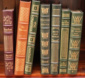 Lot Of 7 Easton Press Collector Edition Leather Bound Books With Brave New World, Ivanhoe