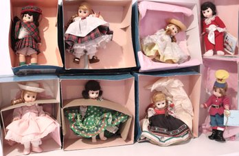 Lot Of 8 Madame Alexander Dolls With Boxes, Amy, Brazil, Poland,