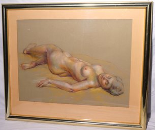 Repose Signed Nude Portrait Pastel Artwork By Flora Baldini Giffuni PSA