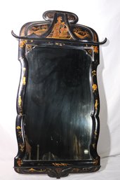 Vintage Hand Painted Chinoiserie Style Wall Mirror, Approx. 27.5 X 47 Inches