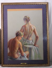 Framed Nude Pastel Artwork, Approx. 32 X 42 Inches In The Frame