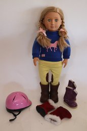 18-Inch Battat Doll With American Girl Doll Helmet & Boot Accessories