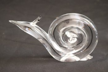 A Signed Art Glass Snail With Blue Swirl
